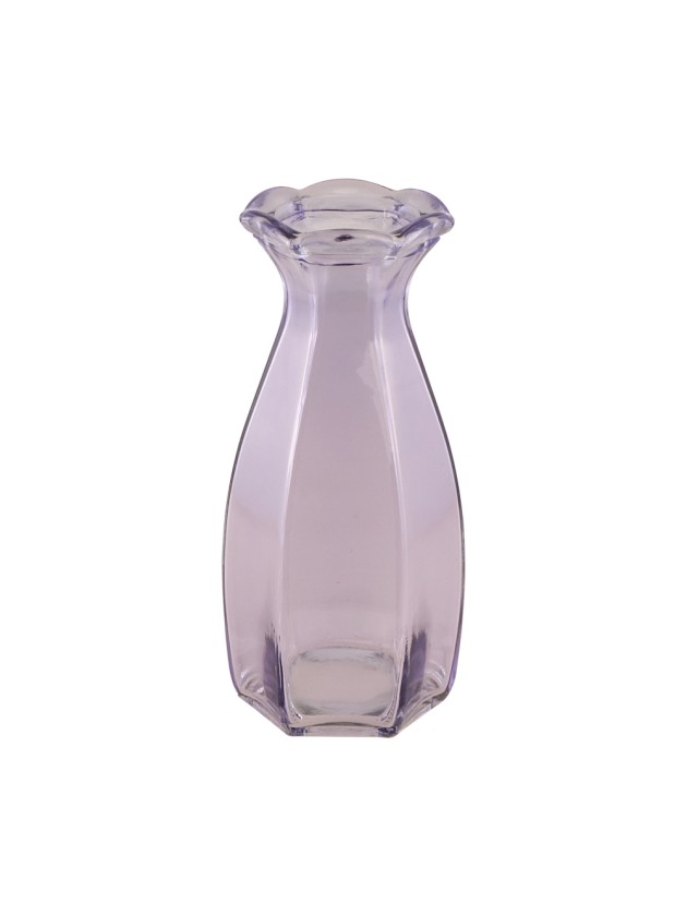 VASE COROLLE VERRE LILAS DIA 9.2CM X 8.3 CM X 20CM