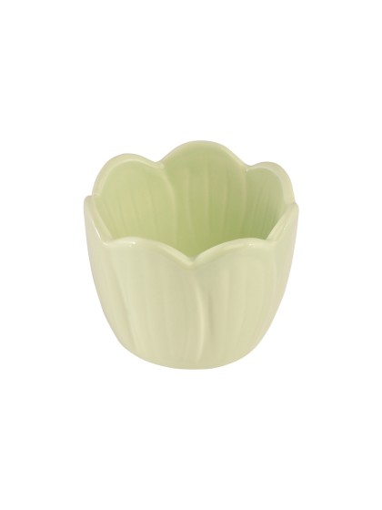 POT CERAMIQUE FLEUR VERT NENUPHAR DIA 9CM X 7CM