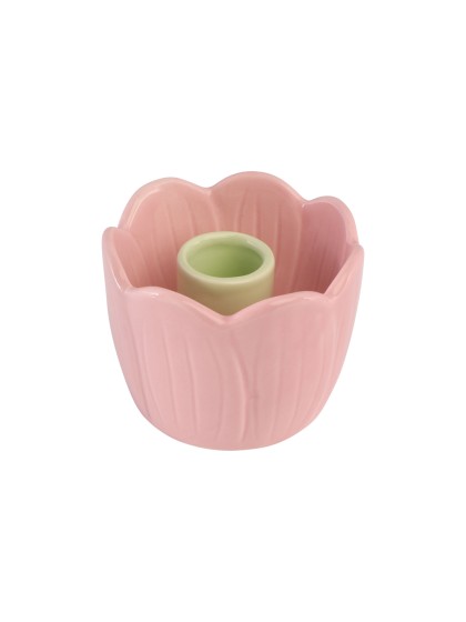 NYMPHEA PINK CERAMIC FLOWER CANDLE HOLDER DIA 9CM X 7CM