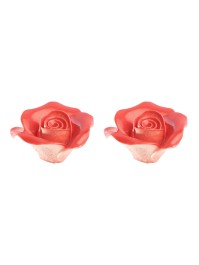 SET 2 ROSA KERAMIK ROT 4.5CM X 5CM X 2.5CM