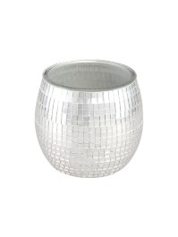 POT VERRE BOULE A FACETTES ARGENT DIA 10CM X 9CM