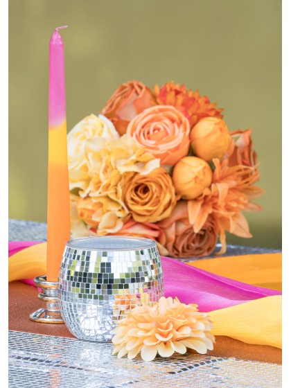 SILVER GLASS POT PARTY BALL STYLE DIA 10CM X 9CM