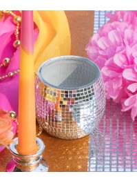 POT VERRE BOULE A FACETTES ARGENT DIA 10CM X 9CM