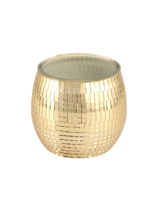 GOLD GLASS POT PARTY BALL STYLE DIA 10CM X 9CM