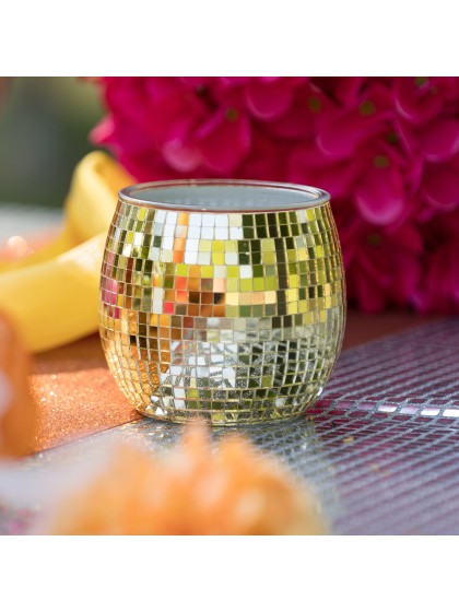 GOLD GLASS POT PARTY BALL STYLE DIA 10CM X 9CM