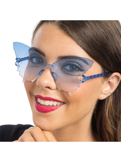 BLUE PLASTIC BUTTERFLY GLASSES 15CM X 15CM X 6.5CM