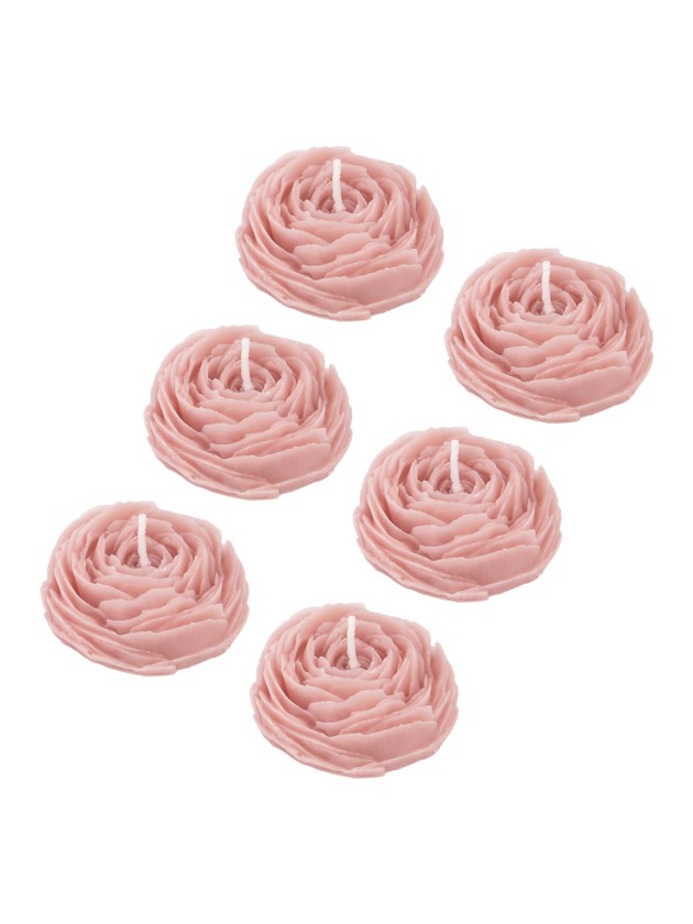 6 PINK CAMELLIA CANDLES DIA 5.8CM X 2.4CM