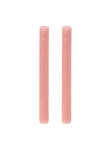 SET 2 NYMPHEA PINK TAPER RUSTIC CANDLES DIA 2.5CM X 25CM