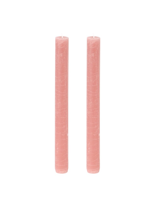 SET 2 NYMPHEA PINK TAPER RUSTIC CANDLES DIA 2.5CM X 25CM