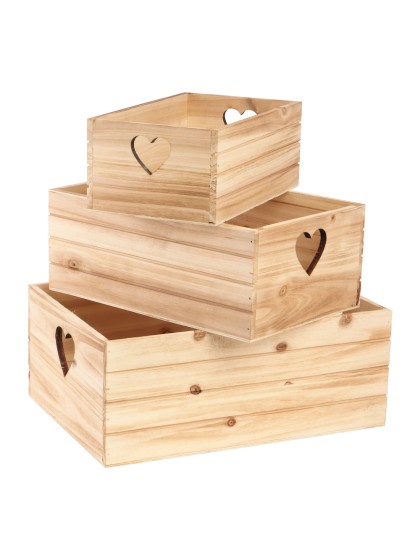 SET 3 WOODEN CRATES 35X25X14CM/ 30X20X12.5CM/25X15X10CM