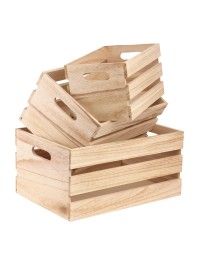 SET 3 HOLZKISTEN HOLZ NATUR 36X26X18CM/ 31X21X16CM/ 26X16X14CM