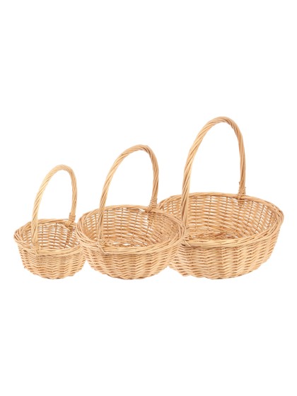 SET 3 PANIERS OSIER NATUREL 29X10X30CM/ 24X9X25CM/ 17X8X20CM