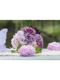 BLUMENSTRAUSS ROMANCE PURPUR / LAVENDEL / MANDEL DIA 20CM X 32CM