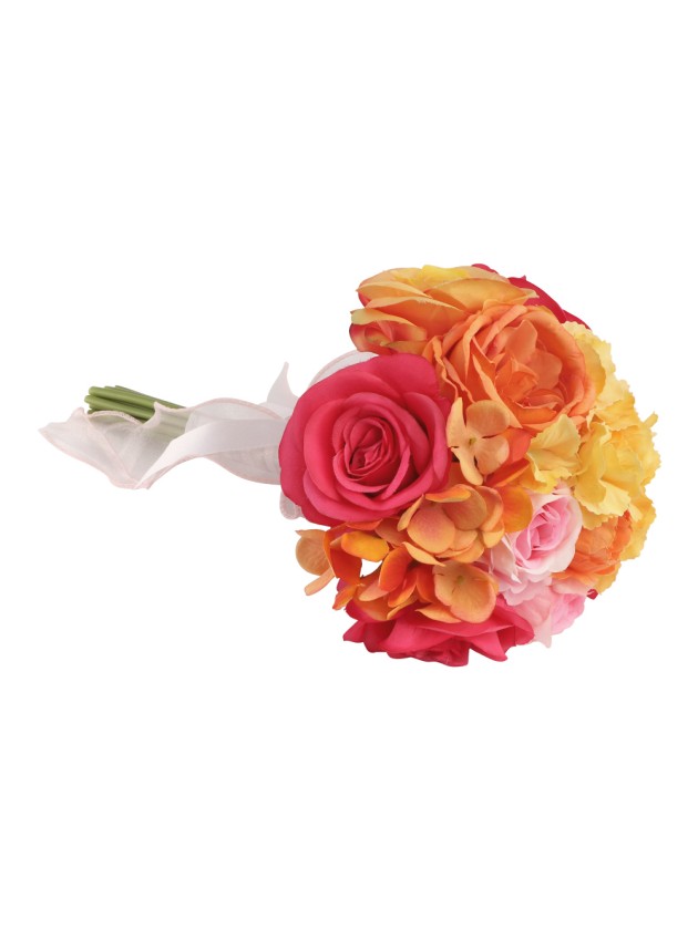 BOUQUET BLOOM JAUNE/ORANGE/ROSE/FUCHSIA DIA 20CM X 32CM