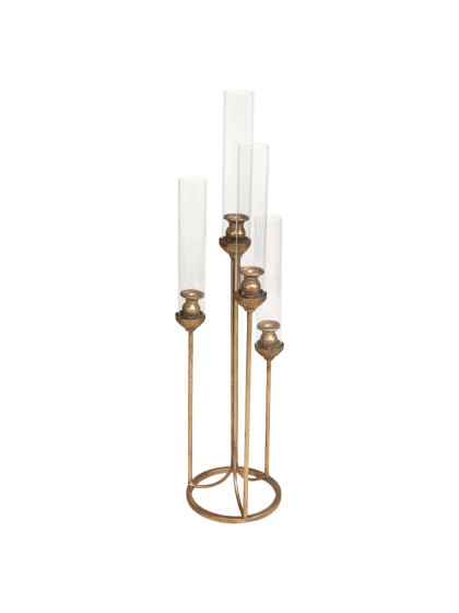 4 KERZEN AUF FUSS MAJESTIC GOLD MATT BROSSE DIA 22CM X 90CM