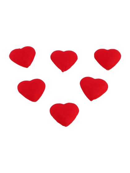 RED POLYFOAM FLOCKED HEARTS 3CM X 3CM X 1CM