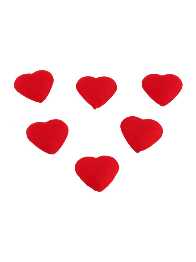 RED POLYFOAM FLOCKED HEARTS 3CM X 3CM X 1CM