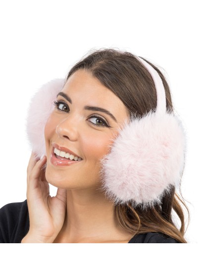 CACHE-OREILLES PLIABLES FAUSSE FOURRURE ROSE PASTEL TU