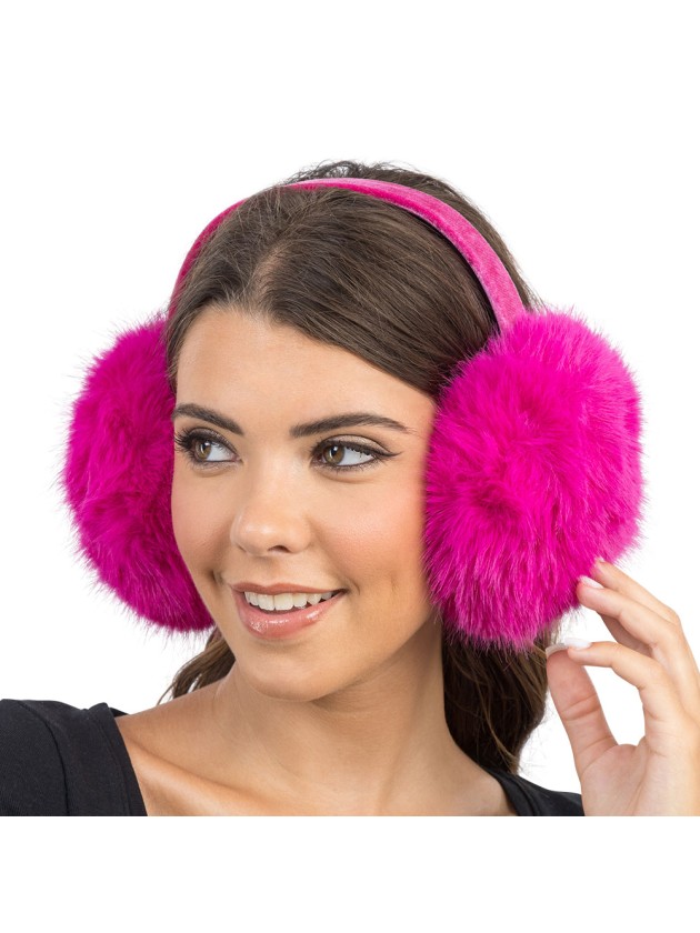 FUCHSIA FAKE FUR EARMUFFS ONE SIZE