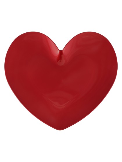 PP RED CHARGER PLATE HEART SHAPE 35.4CM X 33CM