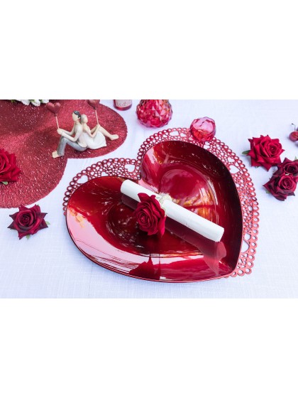 TELLER AUS PRESENTATION PP FORM HERZ ROT 35.4CM X 33CM