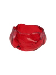 KERZENHALTER GLAS FORM KAMELIE ROT 6.5CM X 6.5CM X 3.7CM