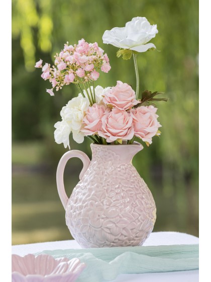 VASE KERAMIK RELIEF BLUME ROSA FAIRY POND 15.6CM X 14CM X 18.5CM