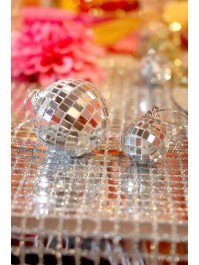 BOITE DE 18 BOULES A FACETTES ARGENT 10PCS DIA 3CM / 8PCS DIA 5CM