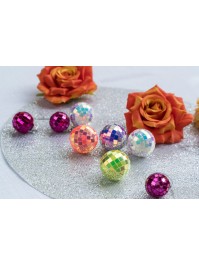 BOITE 10 BOULES A FACETTES COLORIS IRISE ASSORTIS DIA 4CM