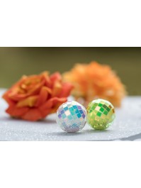 BOX OF 10 IRIDESCENT DISCO BALLS ASSORTED COLORS DIA 4CM 