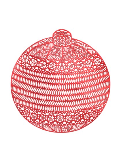 SET DE TABLE PVC BOULE DE NOEL AJOUREE ROUGE 38CM X 39CM X 0.1CM