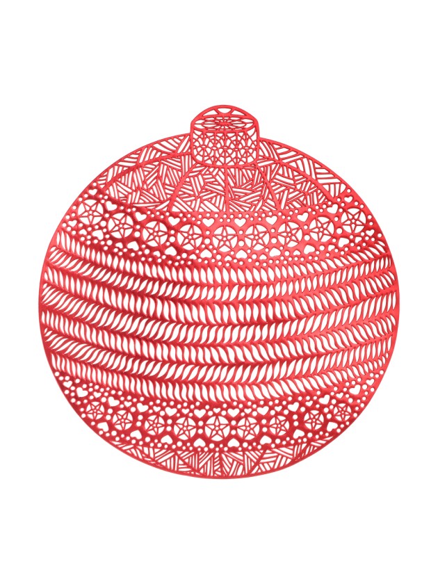 SET DE TABLE PVC BOULE DE NOEL AJOUREE ROUGE 38CM X 39CM X 0.1CM