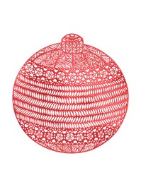 TISCHSET PVC WEIHNACHTSKUGEL DURCHBROCHEN ROT 38CM X 39CM X 0.1CM