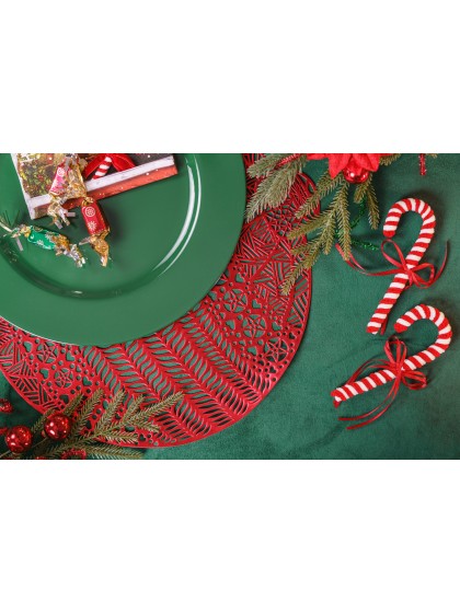 PVC PLACEMAT RED XMAS BALL 38CM X 39CM X 0.1CM