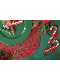 TISCHSET PVC WEIHNACHTSKUGEL DURCHBROCHEN ROT 38CM X 39CM X 0.1CM