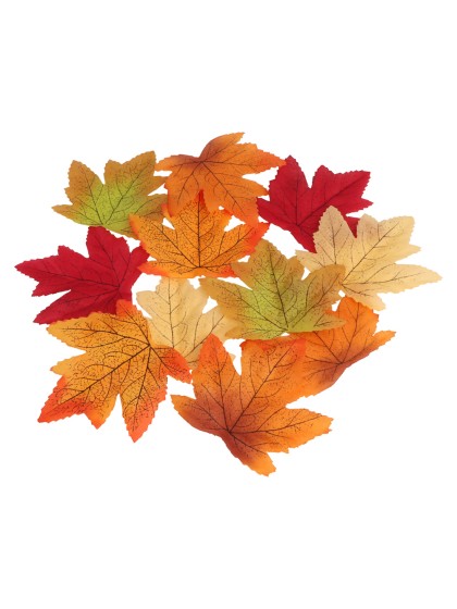 SET 50 FABRIC MAPLE LEAVES ASSORTED COLORS 10CM X 9.5CM X 0.1CM
