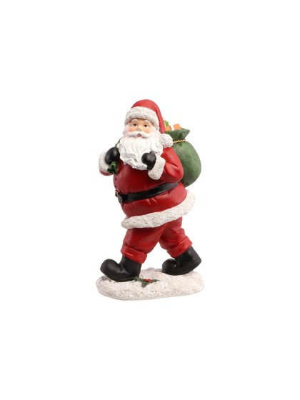 RESIN SANTA WITH GIFTS IN GREEN SACK 13CM X 11CM X 23.5CM