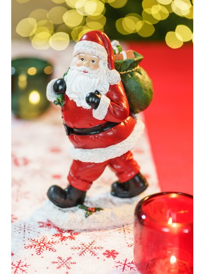 WEIHNACHTSMANN KUNSTHARZ MIT GESCHENKE IN HOTTE GRÜN 13CM X 11CM X 23.5CM