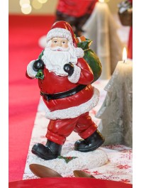 RESIN SANTA WITH GIFTS IN GREEN SACK 13CM X 11CM X 23.5CM
