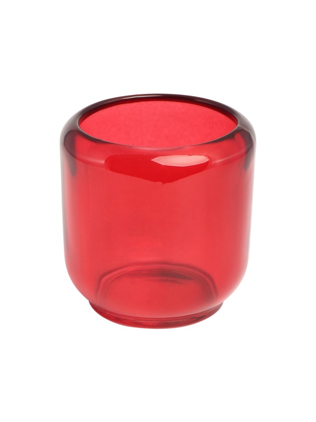 BOUGEOIR VERRE EPAIS SOA ROUGE DIA 8.5CM X 8.5CM