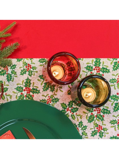 KERZENHALTER GLAS EPAIS SOA ROT DIA 8.5CM X 8.5CM