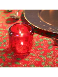 RED GLASS CANDLE HOLDER SOA DIA 8.5CM X 8.5CM