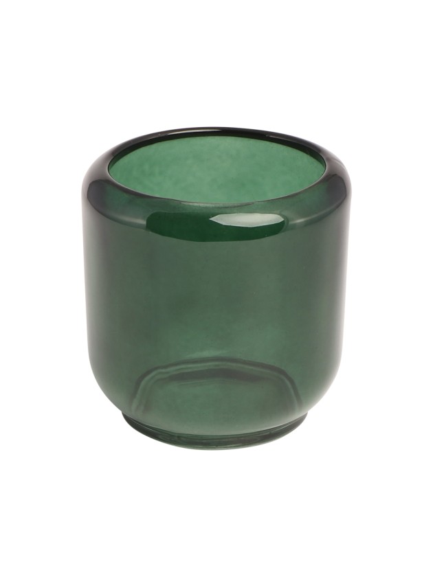 KERZENHALTER GLAS EPAIS SOA GRÜN IMMERGRÜN DIA 8.5CM X 8.5CM