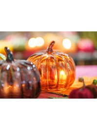 ORANGE SIENNA GLASS PUMPKIN DIA 15.8CM X 14.5CM