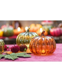 ORANGE SIENNA GLASS PUMPKIN DIA 15.8CM X 14.5CM