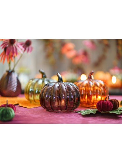 MAPLE BROWN GLASS PUMPKIN DIA 15.8CM X 14.5CM