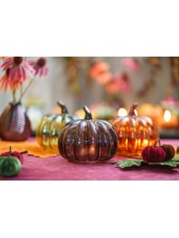 MAPLE BROWN GLASS PUMPKIN DIA 15.8CM X 14.5CM