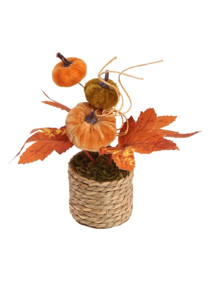 MINI BUNCH WITH LEAVES AND PUMPKINS DIA 5CM X 14.5CM