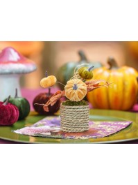 MINI BUNCH WITH LEAVES AND PUMPKINS DIA 5CM X 14.5CM