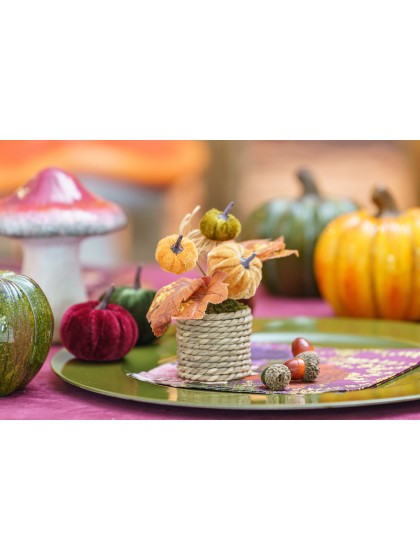 MINI BUNCH WITH LEAVES AND PUMPKINS DIA 5CM X 14.5CM